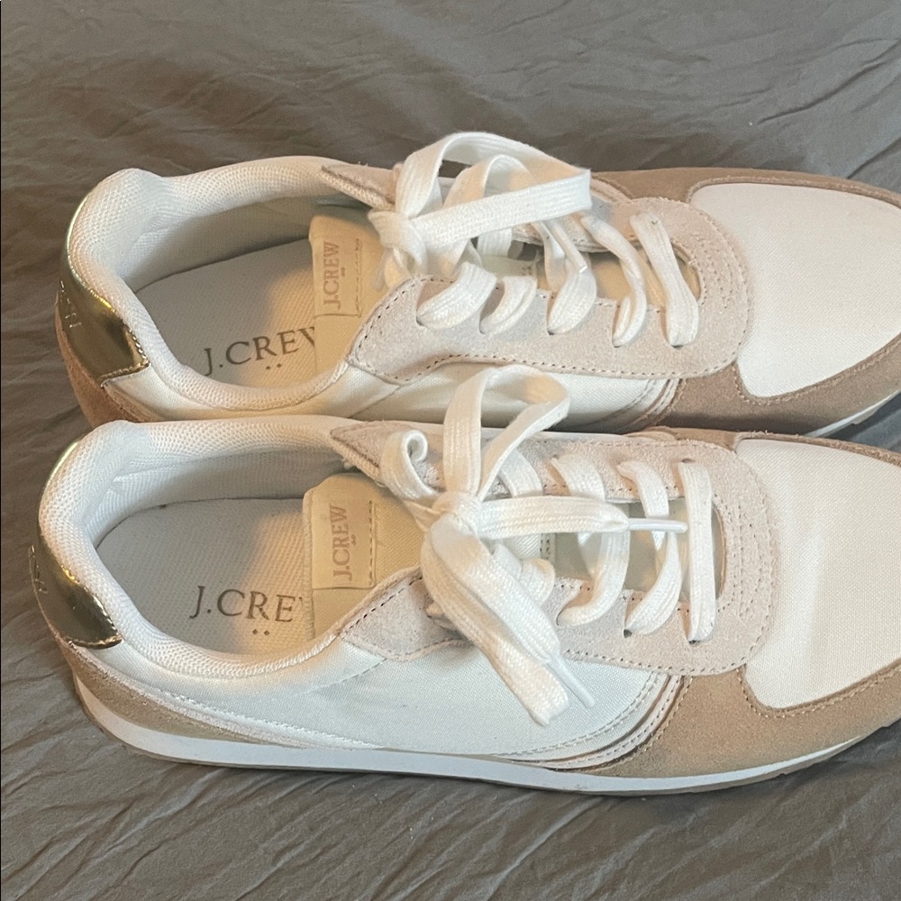 J. Crew Factory White and Tan Athletic Shoes